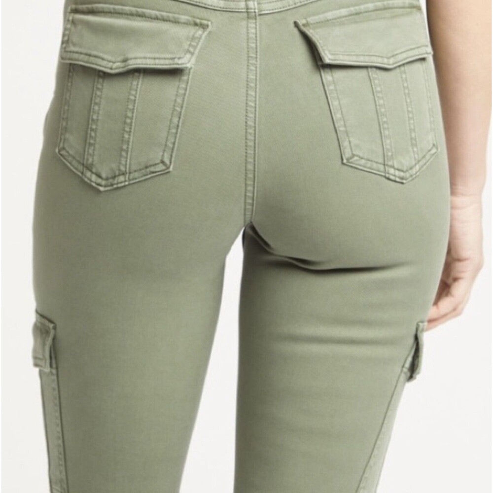 SPANX Stretch Twill Ankle Flap Stretch Tummy Control Cargo Pants Sage Green L